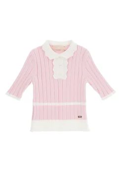 Elisabetta Franchi La Mia Bambina Polo in Maglia Quarzo/Avorio per Bambine