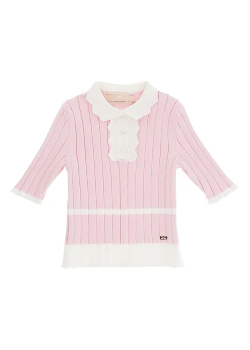 Elisabetta Franchi La Mia Bambina Polo in Maglia Quarzo/Avorio per Bambine