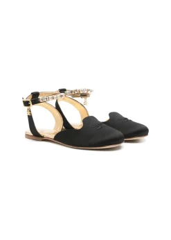 Elisabetta Franchi La Mia Bambina Ballerina Chanel con Strass Nera per Bambine