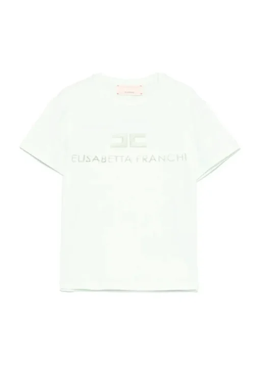 Elisabetta Franchi La Mia Bambina T-shirt Menta con Logo per Bambine