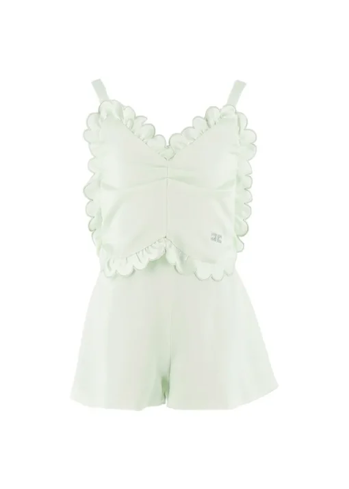 Elisabetta Franchi La Mia Bambina Tuta Menta con Ruches per Bambine