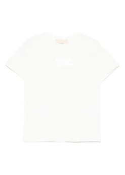 Elisabetta Franchi La Mia Bambina T-shirt Panna con Logo per Bambine