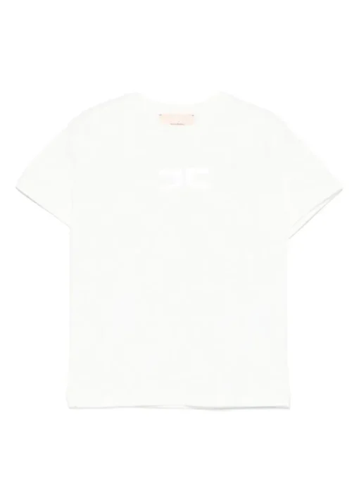 Elisabetta Franchi La Mia Bambina T-shirt Panna con Logo per Bambine