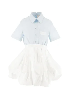 Elisabetta Franchi La Mia Bambina Abito Celeste/Bianco per Bambine