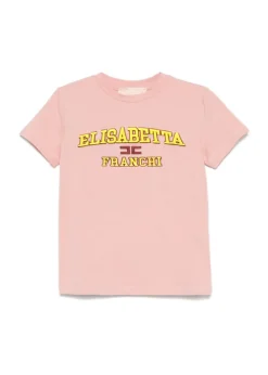 Elisabetta Franchi La Mia Bambina T-shirt Rosa con Ricamo per Bambine