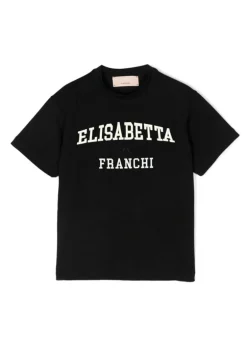 Elisabetta Franchi La Mia Bambina T-shirt Nera con Stampa per Bambine