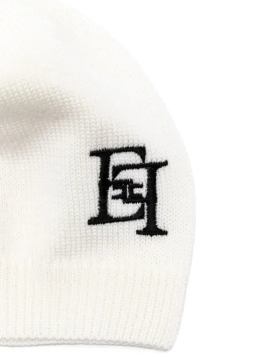 Elisabetta Franchi La Mia Bambina Cappello Avorio/Nero con Logo per Bambine