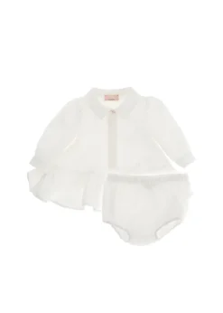 Elisabetta Franchi La Mia Bambina Abito Panna con Volant per Neonate