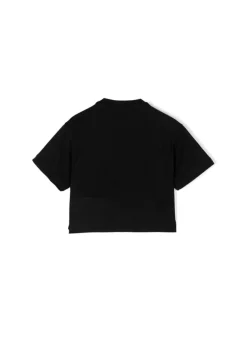 Elisabetta Franchi La Mia Bambina T-shirt Crop Nera con Ricamo EF per Neonate
