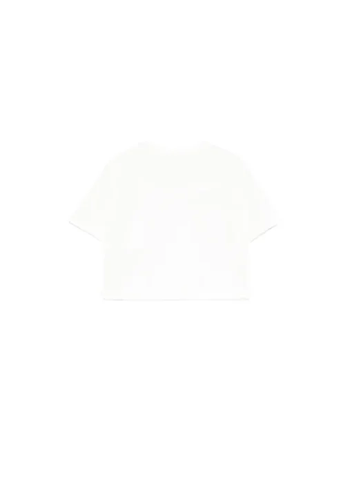 Elisabetta Franchi La Mia Bambina T-shirt Crop Panna con Ricamo EF per Neonate