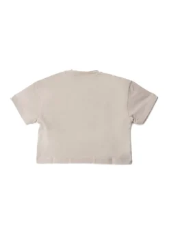 Elisabetta Franchi La Mia Bambina T-Shirt Perla Crop con Logo