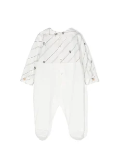 Elisabetta Franchi La Mia Bambina Tutina Avorio/Nero con Logo per Neonate