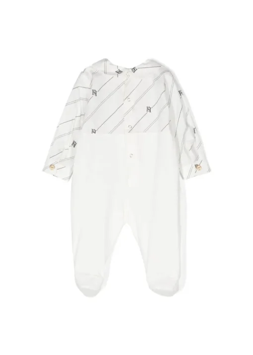 Elisabetta Franchi La Mia Bambina Tutina Avorio/Nero con Logo per Neonate