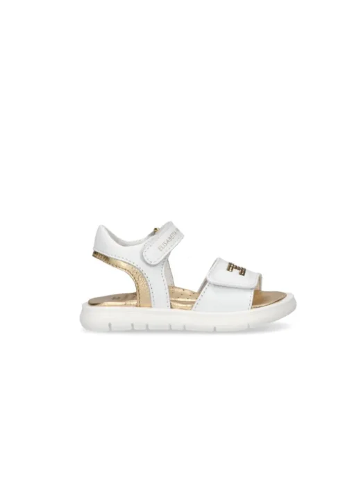 Elisabetta Franchi La Mia Bambina Sandalo Bianco con Strass Logo per Neonate