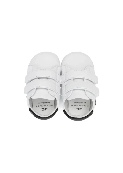 Elisabetta Franchi La Mia Bambina Scarpine Primi Passi Bianco/Nero con Logo Ricamato