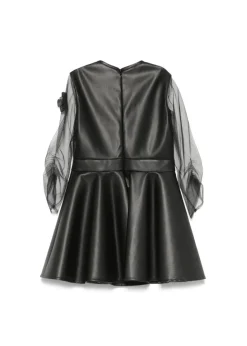 Elisabetta Franchi La Mia Bambina Abito Nero con Applicazione Fiori per Bambine
