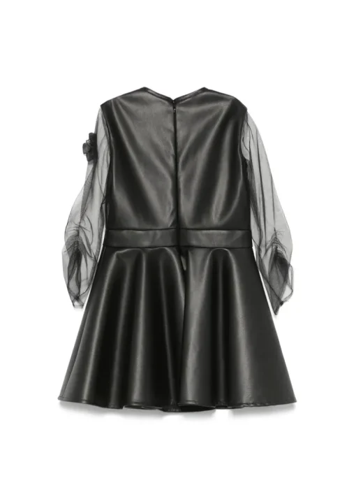 Elisabetta Franchi La Mia Bambina Abito Nero con Applicazione Fiori per Bambine