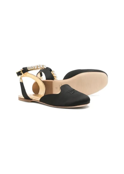 Elisabetta Franchi La Mia Bambina Ballerina Chanel con Strass Nera per Bambine