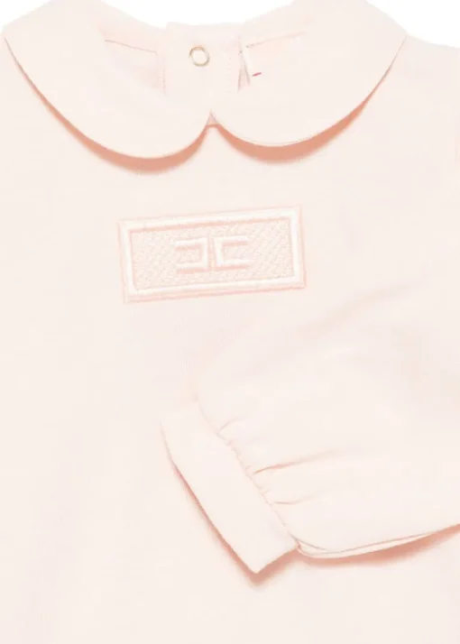 Elisabetta Franchi La Mia Bambina Tutina Rosa con Ricamo Logo per Neonate