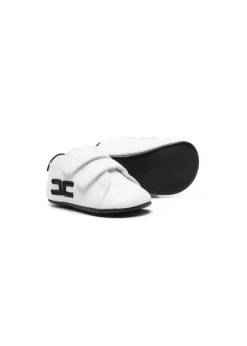 Elisabetta Franchi La Mia Bambina Scarpine Primi Passi Bianco/Nero con Logo Ricamato