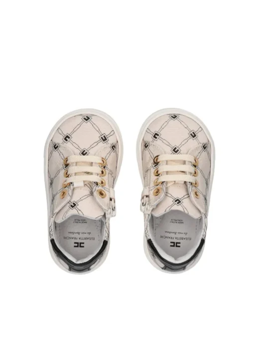 Elisabetta Franchi La Mia Bambina Sneakers Burro/Nero Monogram per Neonate