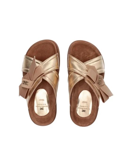Elisabetta Franchi La Mia Bambina Ciabatta Oro con Fiocco per Bambine