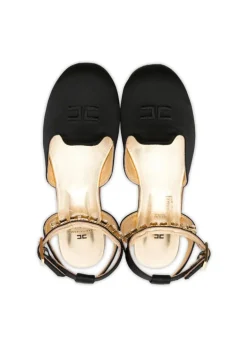Elisabetta Franchi La Mia Bambina Ballerina Chanel con Strass Nera per Bambine