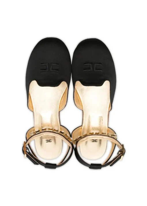Elisabetta Franchi La Mia Bambina Ballerina Chanel con Strass Nera per Bambine