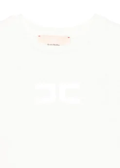 Elisabetta Franchi La Mia Bambina T-shirt Panna con Logo per Bambine