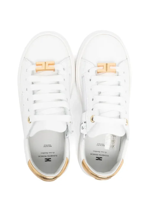 Elisabetta Franchi La Mia Bambina Sneakers Bianca con Logo Oro