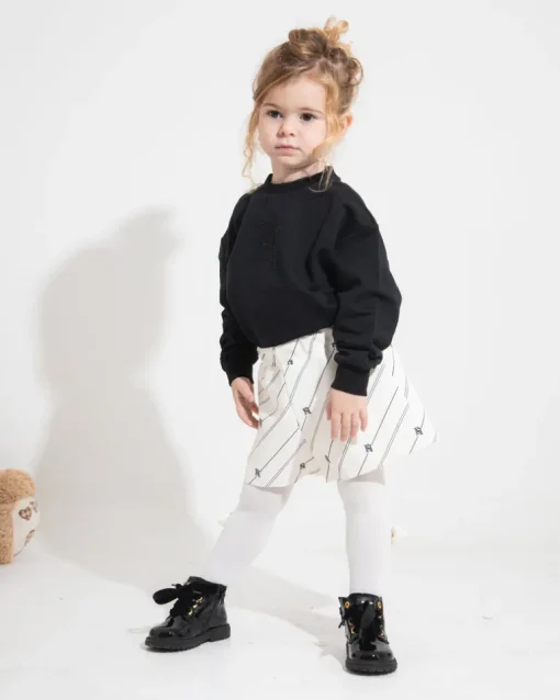 Elisabetta Franchi La Mia Bambina Felpa Nera con Logo Strass per Neonate