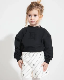 Elisabetta Franchi La Mia Bambina Felpa Nera con Logo Strass per Neonate