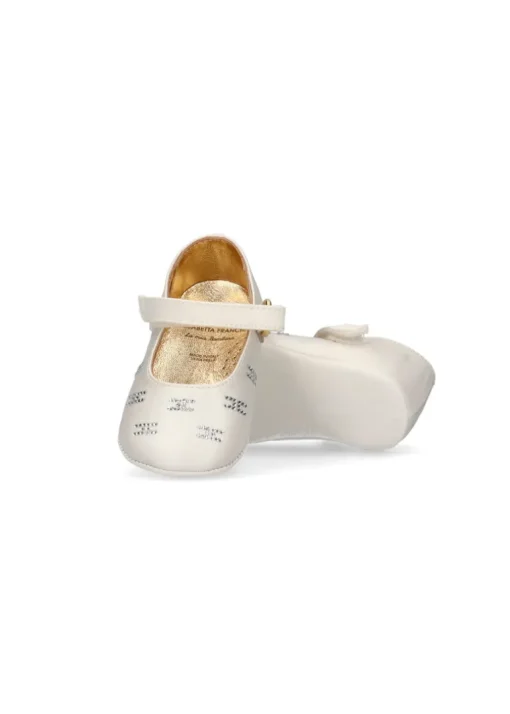 Elisabetta Franchi La Mia Bambina Ballerine Avorio con Strass per Neonate