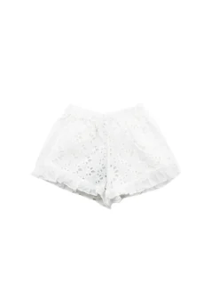 4GIVENESS Copricostume Short Bianco Ricamato per Neonate