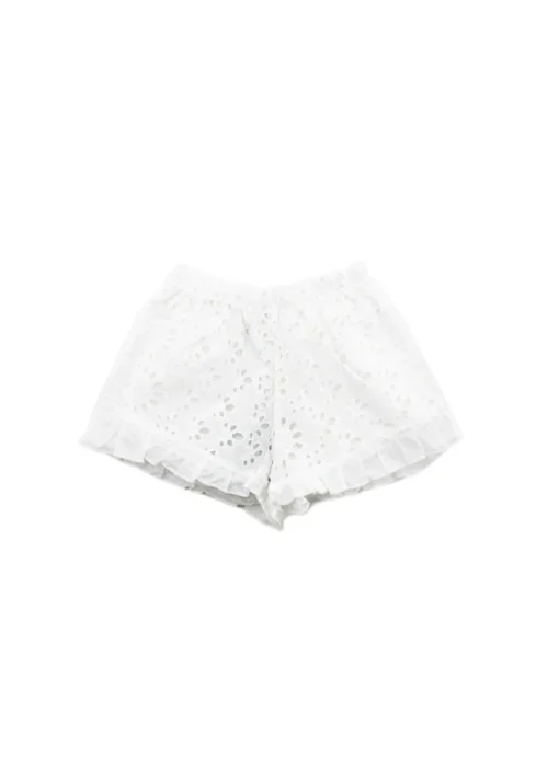 4GIVENESS Copricostume Short Bianco Ricamato per Neonate