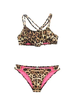 4GIVENESS Costume Bikini a Fascia Fantasia Maculata per Bambine