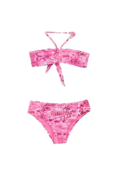 4GIVENESS Costume Bikini a Fascia Fantasia Rainbow Boa Fucsia per Bambine