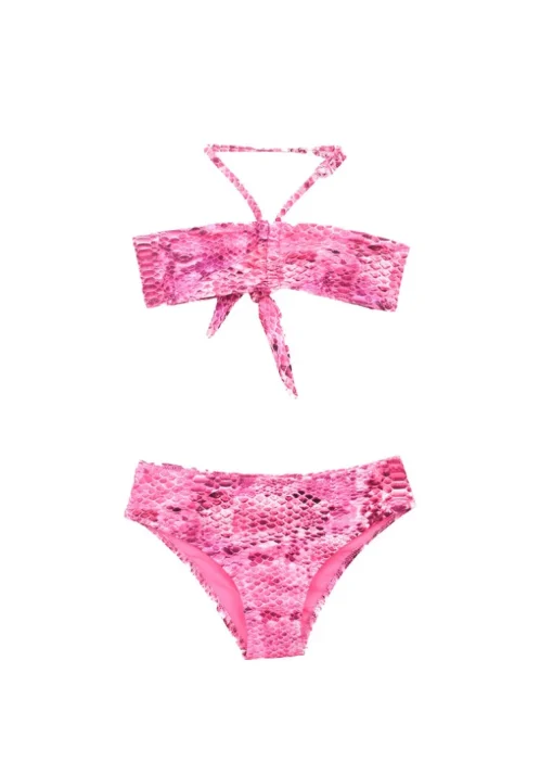 4GIVENESS Costume Bikini a Fascia Fantasia Rainbow Boa Fucsia per Bambine