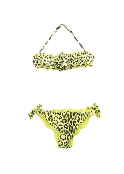 4GIVENESS Costume Bikini a Fascia Fantasia Maculata Gialla per Bambine