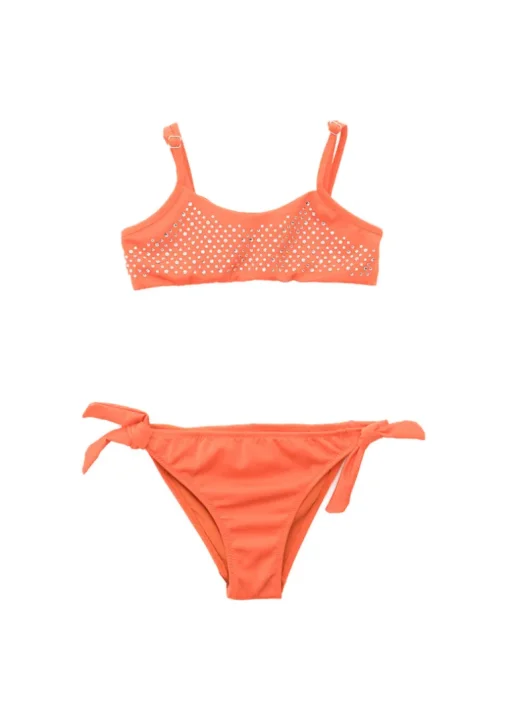 4GIVENESS Costume Bikini Arancione a Fascia con Strass per Bambine