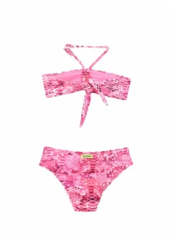 4GIVENESS Costume Bikini a Fascia Fantasia Rainbow Boa Fucsia per Bambine