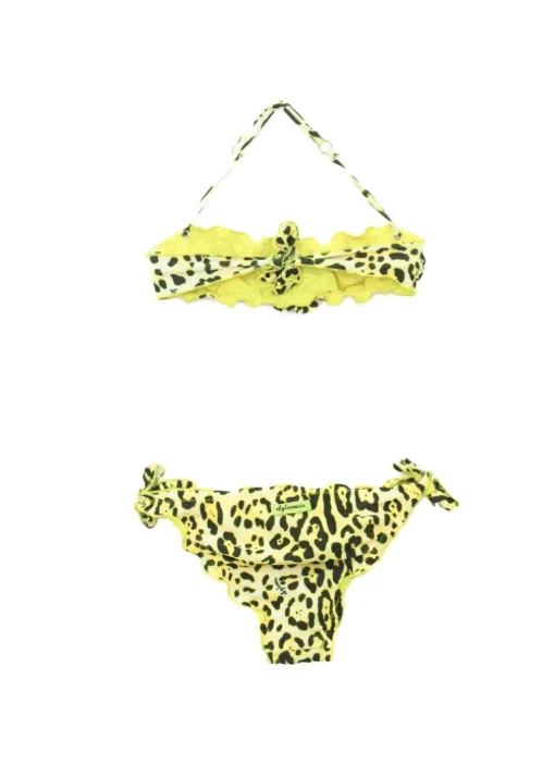 4GIVENESS Costume Bikini a Fascia Fantasia Maculata Gialla per Bambine