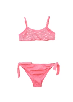 4GIVENESS Costume Bikini Fucsia a Fascia con Strass per Bambine