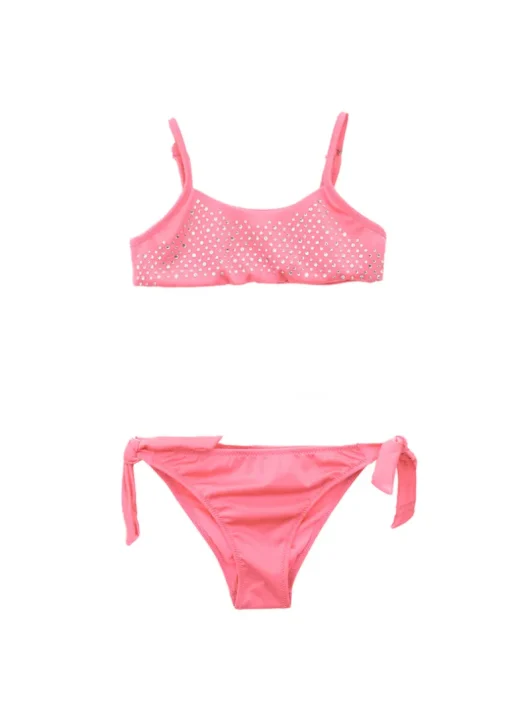 4GIVENESS Costume Bikini Fucsia a Fascia con Strass per Bambine