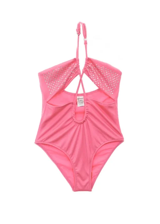 4GIVENESS Costume Monokini Fucsia con Strass per Bambine