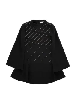 Iceberg Kids Abito Nero con Applicazione Strass per Bambine