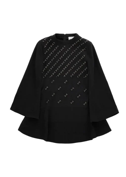 Iceberg Kids Abito Nero con Applicazione Strass per Bambine