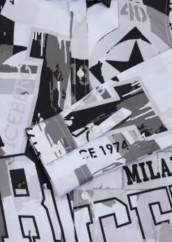 Iceberg Kids Camicia Bianca con Stampa All Over per Bambini