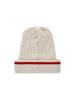 Iceberg Kids Cappello Bianco in Maglia con Intarso Logo per Bambini