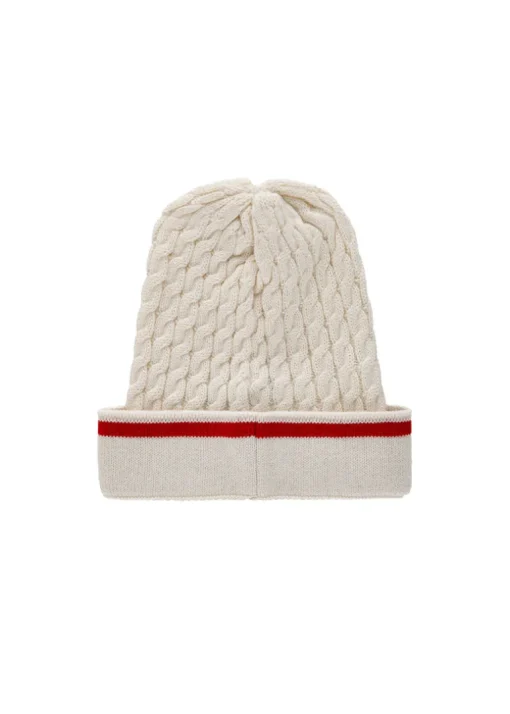 Iceberg Kids Cappello Bianco in Maglia con Intarso Logo per Bambini